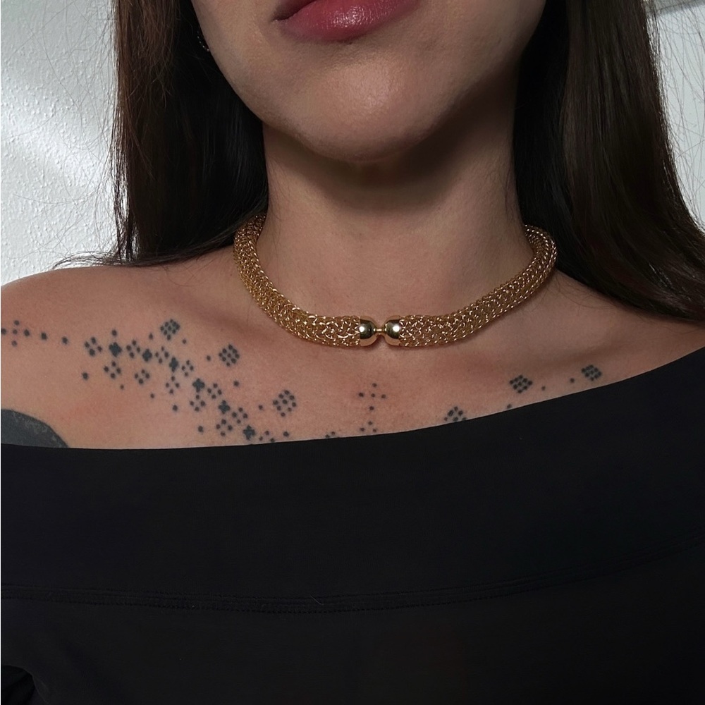 Vintage Gold Mesh Snake Choker